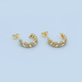 24K Gold plated Micro Paved CZ Croissant C - Shaped Hoop Earrings | AE862 