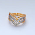 24K Gold plated Micro Paved CZ Curved Chevron Band Ring | O1429 - DLUXCA