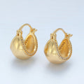 24K Gold plated Micro Paved CZ Dome Latch Hoop Earrings | AD635 - DLUXCA
