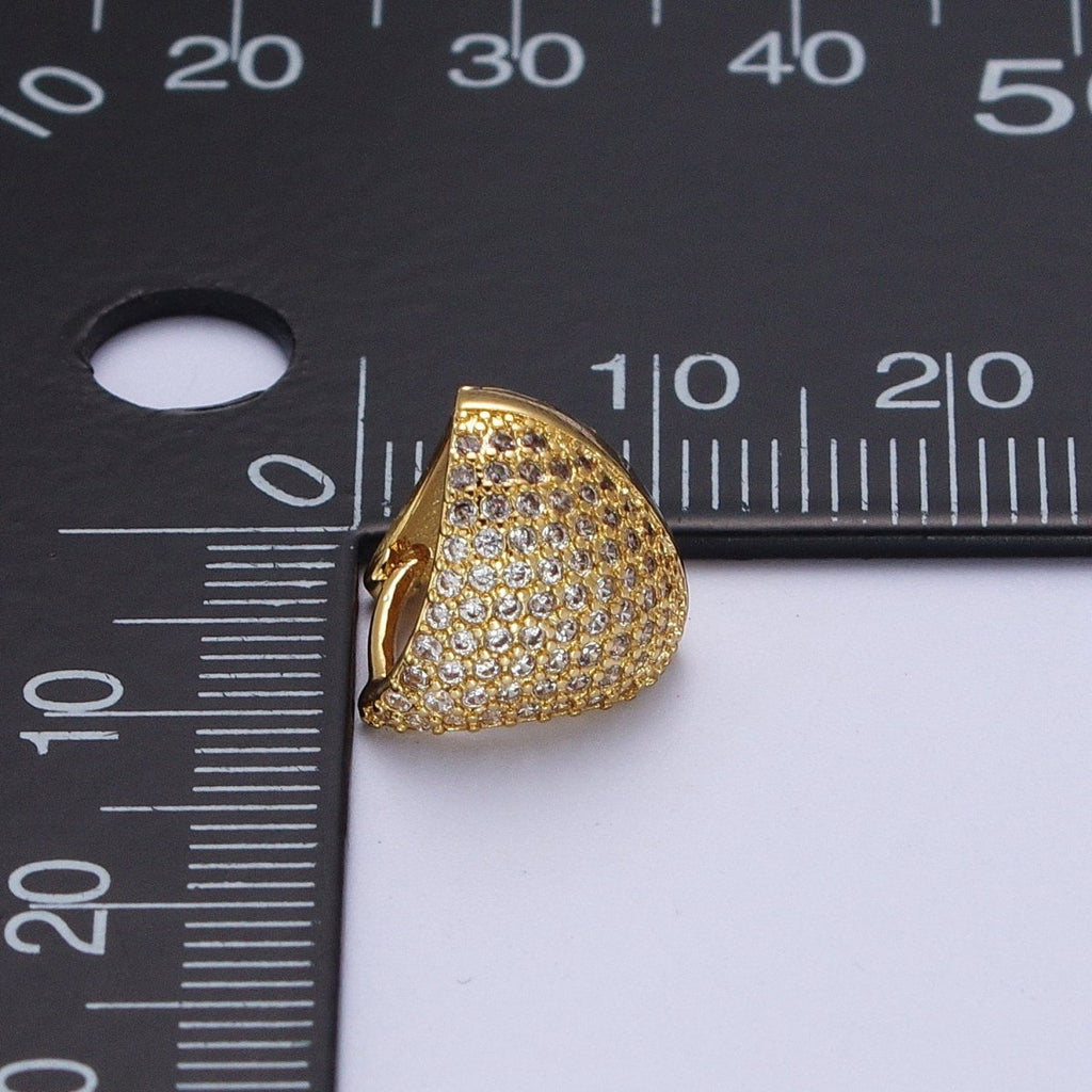 24K Gold plated Micro Paved CZ Dome Triangle Huggie Earrings in Gold & Silver | Y-279 Y-280 - DLUXCA