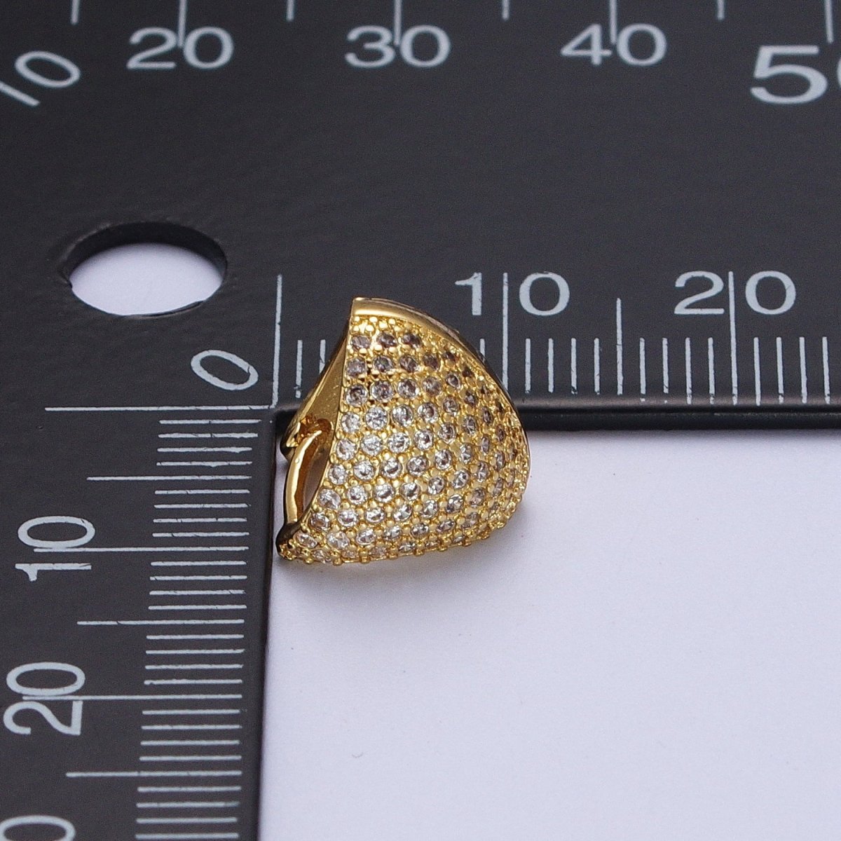 24K Gold plated Micro Paved CZ Dome Triangle Huggie Earrings in Gold & Silver | Y-279 Y-280 - DLUXCA