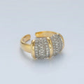24K Gold plated Micro Paved CZ Dome Wide Band Bar Ring | O1401 - DLUXCA