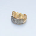 24K Gold plated Micro Paved CZ Double Band Dome Signet Ring | O1405 - DLUXCA