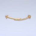 24K Gold plated Micro Paved CZ Double Nail Needle Curved Connector | F458 - DLUXCA