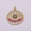 24K Gold plated Micro Paved CZ Evil Eye Amulet Protection Charm | M-922 - DLUXCA