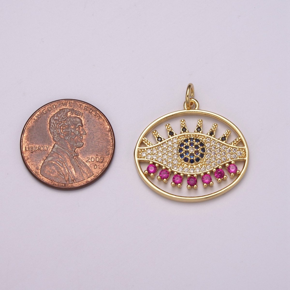 24K Gold plated Micro Paved CZ Evil Eye Amulet Protection Charm | M-922 - DLUXCA