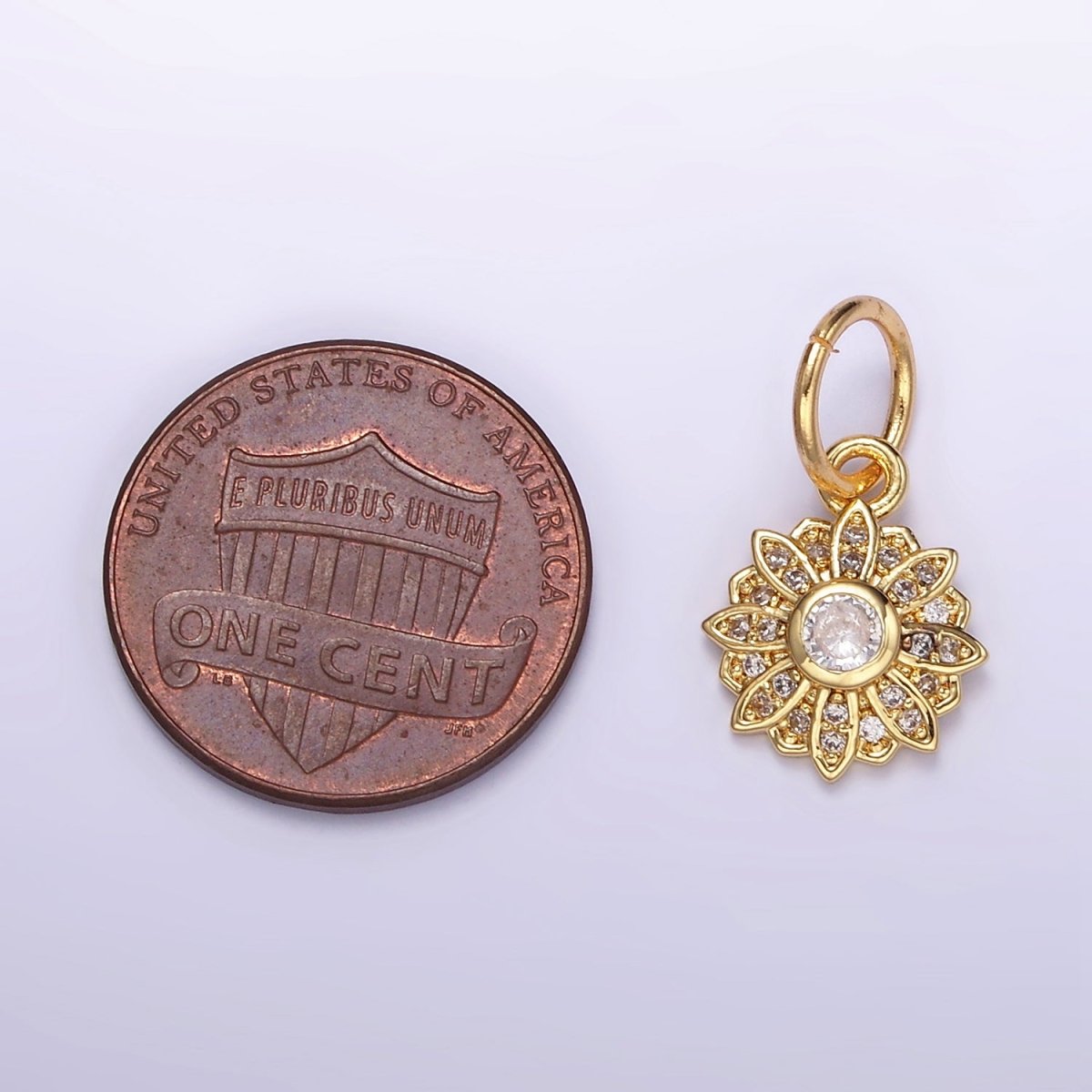 24K Gold plated Micro Paved CZ Flower Charm | D616 - DLUXCA