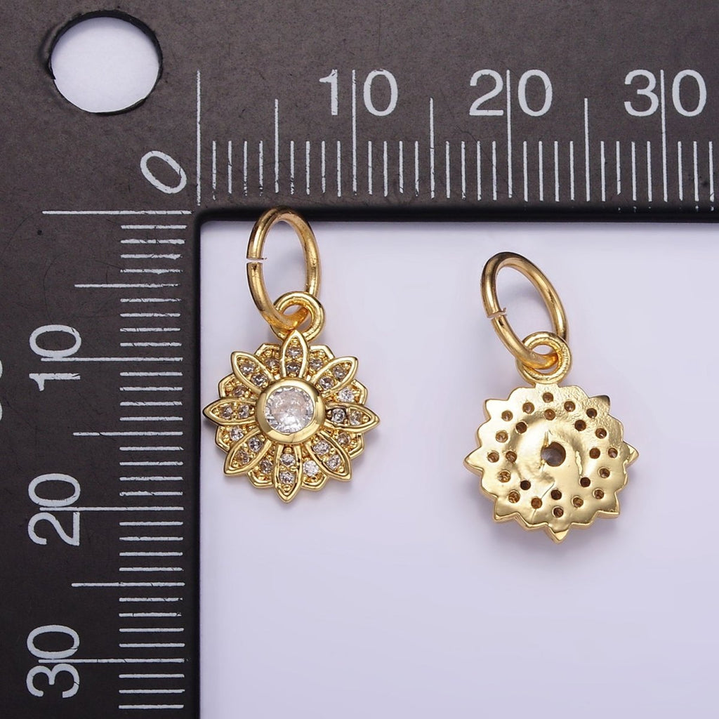 24K Gold plated Micro Paved CZ Flower Charm | D616 - DLUXCA