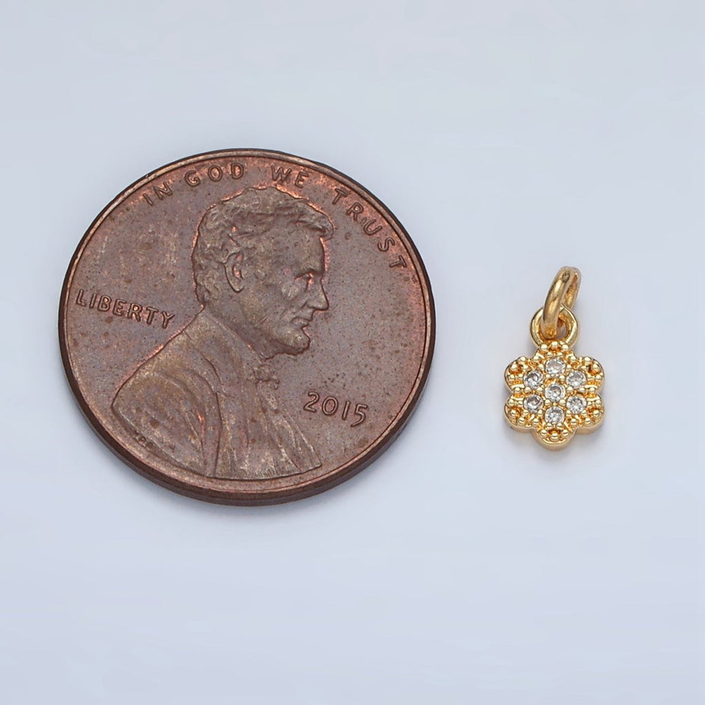 24K Gold plated Micro Paved CZ Flower Mini Charm | AG938 - DLUXCA
