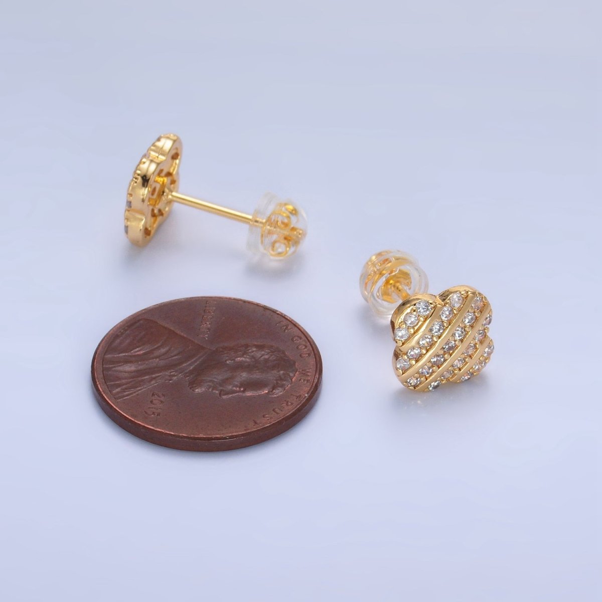 24K Gold plated Micro Paved CZ Flower Stud Earrings | P352 - DLUXCA