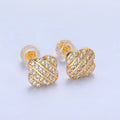 24K Gold plated Micro Paved CZ Flower Stud Earrings | P352 - DLUXCA