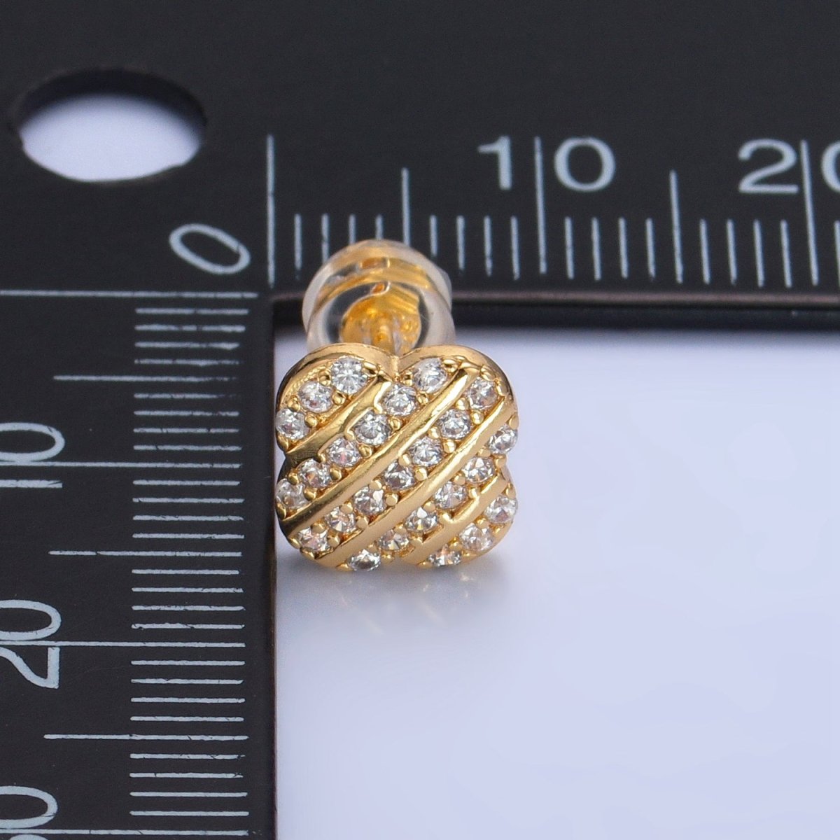 24K Gold plated Micro Paved CZ Flower Stud Earrings | P352 - DLUXCA