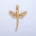 24K Gold plated Micro Paved CZ Geometric Dragonfly Insect Pendant | AA950 - DLUXCA