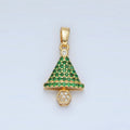 24K Gold plated Micro Paved CZ Geometric Tree Pendant | AA888 - DLUXCA