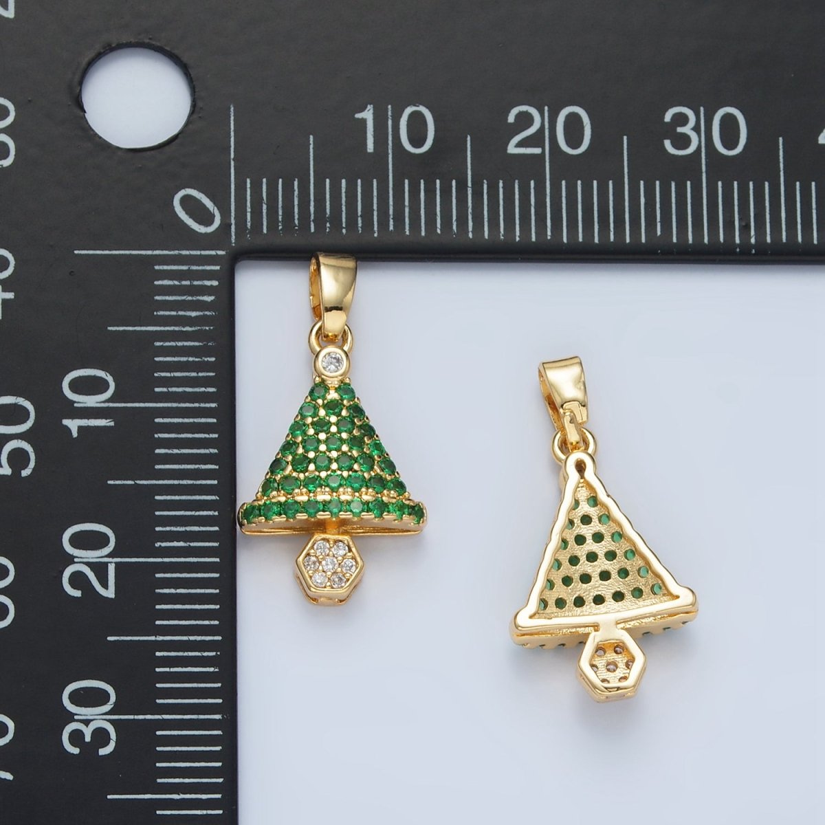 24K Gold plated Micro Paved CZ Geometric Tree Pendant | AA888 - DLUXCA