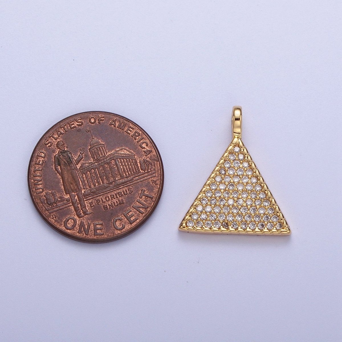 24K Gold plated Micro Paved CZ Geometric Triangle Pendant For Jewelry Making H-435 - DLUXCA