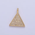24K Gold plated Micro Paved CZ Geometric Triangle Pendant For Jewelry Making H-435 - DLUXCA