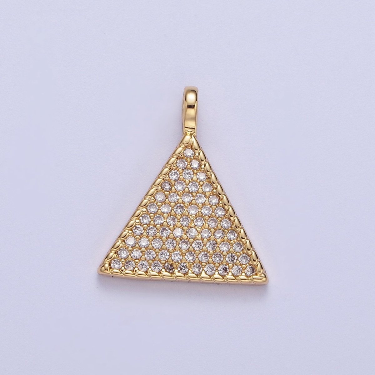 24K Gold plated Micro Paved CZ Geometric Triangle Pendant For Jewelry Making H-435 - DLUXCA