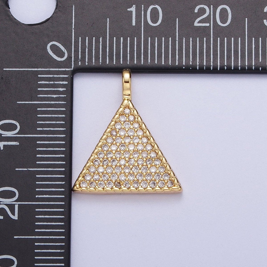 24K Gold plated Micro Paved CZ Geometric Triangle Pendant For Jewelry Making H-435 - DLUXCA