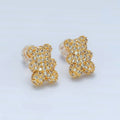 24K Gold plated Micro Paved CZ Gummy Teddy Bear Stud Earrings | AB1240 - DLUXCA