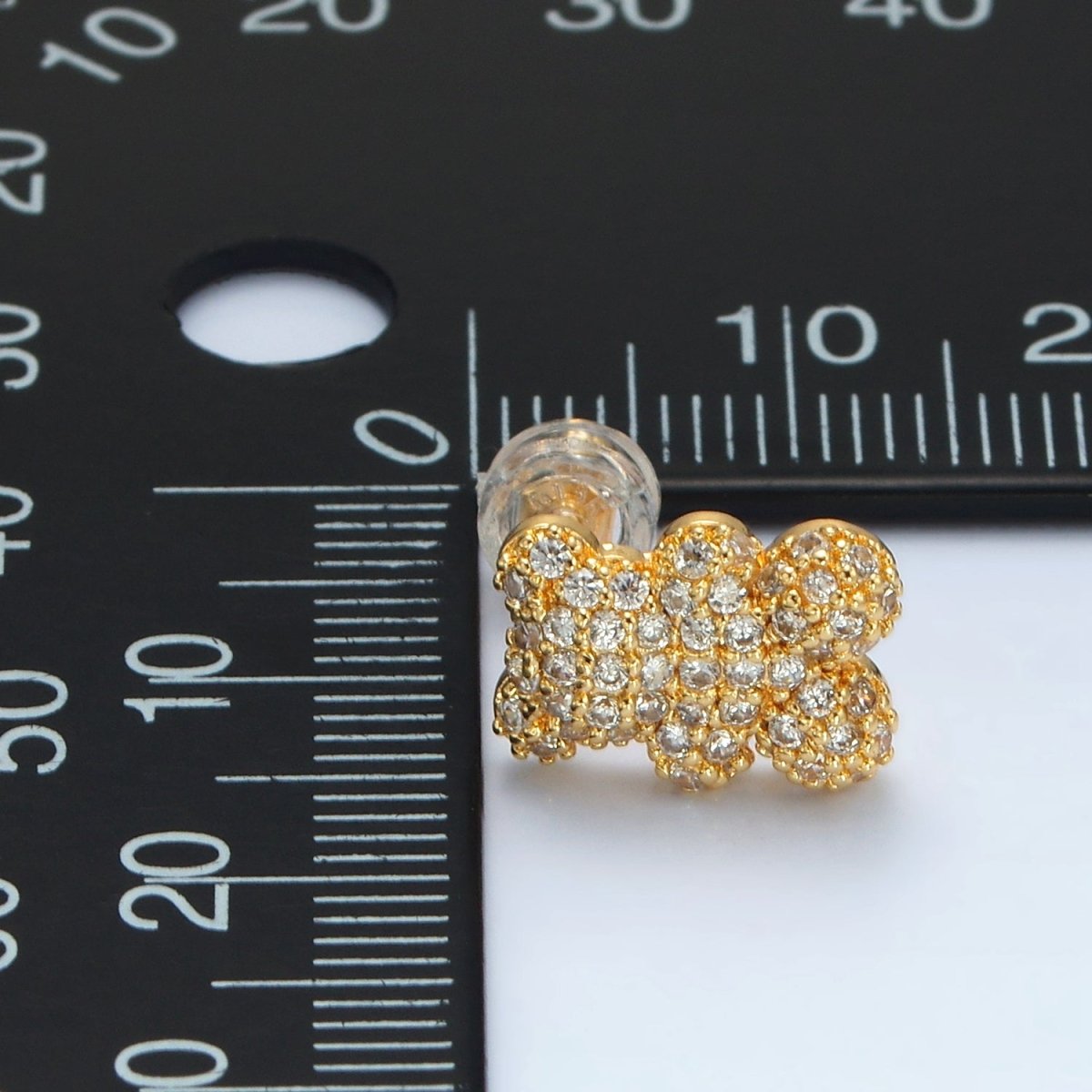 24K Gold plated Micro Paved CZ Gummy Teddy Bear Stud Earrings | AB1240 - DLUXCA