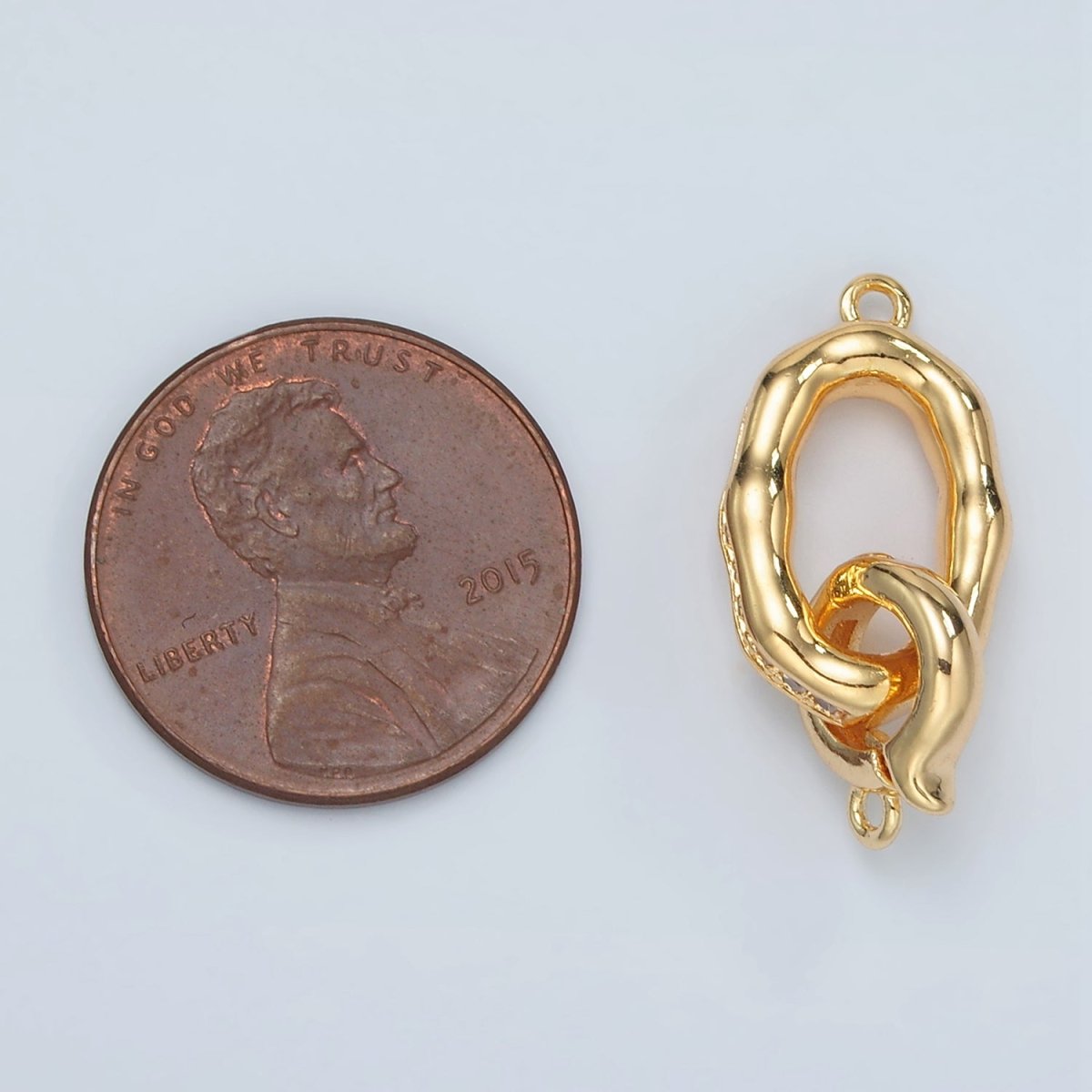 24K Gold plated Micro Paved CZ Hammered Snap Latch Findings Set | L002 - DLUXCA