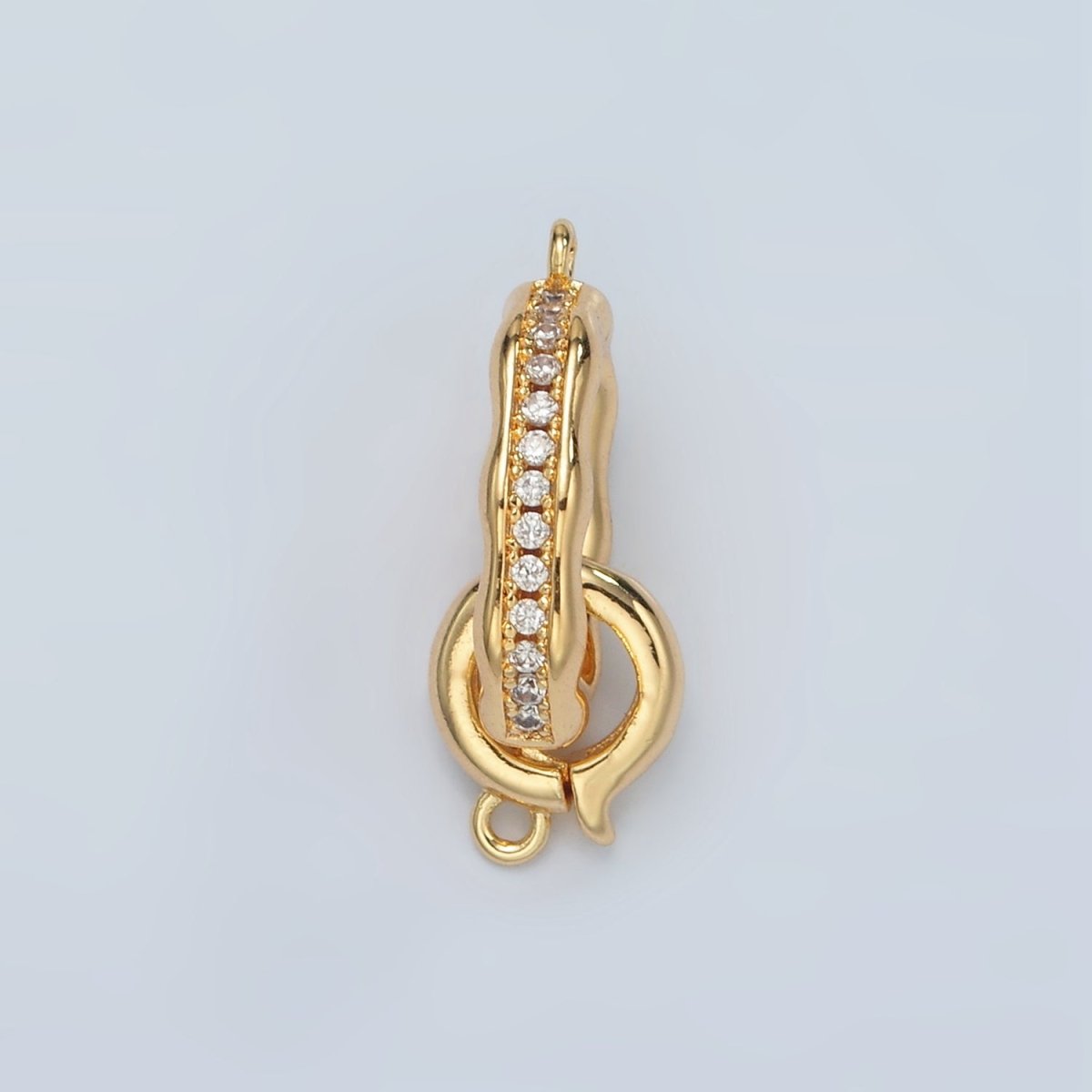24K Gold plated Micro Paved CZ Hammered Snap Latch Findings Set | L002 - DLUXCA