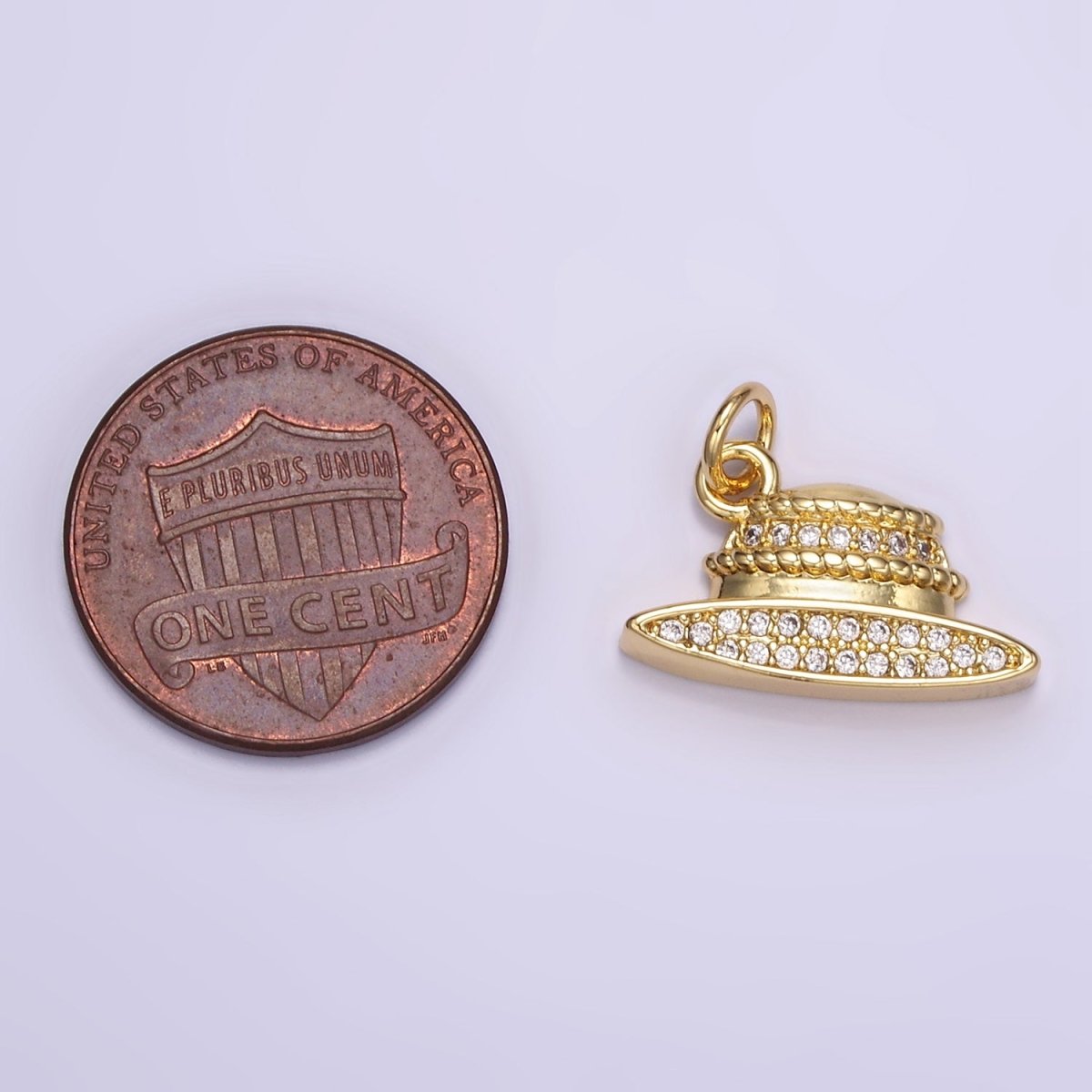 24K Gold plated Micro Paved CZ Hat Charm | M131 - DLUXCA