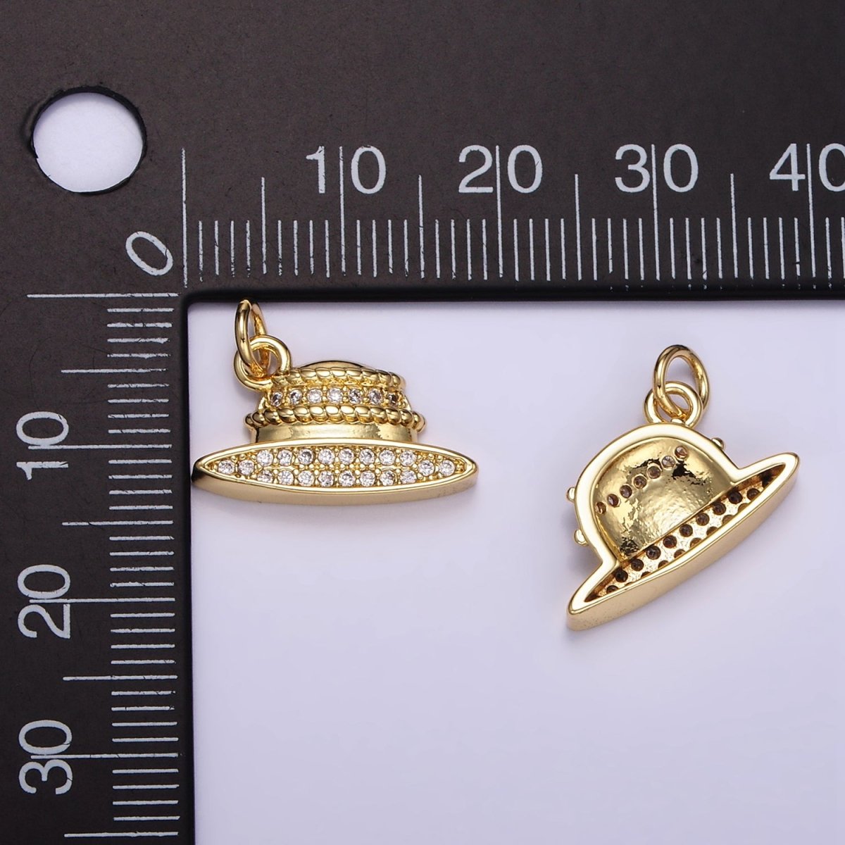 24K Gold plated Micro Paved CZ Hat Charm | M131 - DLUXCA