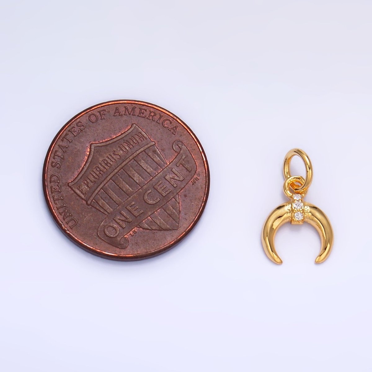 24K Gold plated Micro Paved CZ Horn Tusk Charm | W319 - DLUXCA