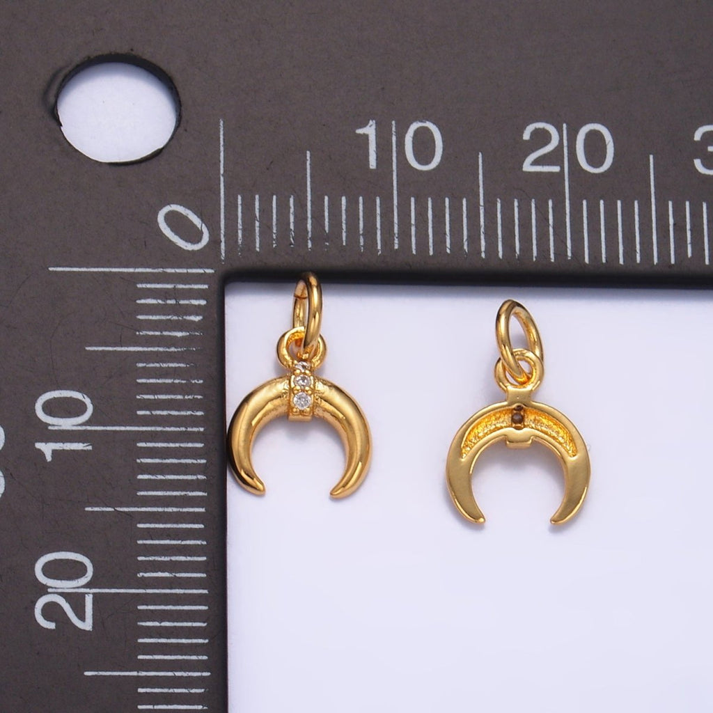 24K Gold plated Micro Paved CZ Horn Tusk Charm | W319 - DLUXCA