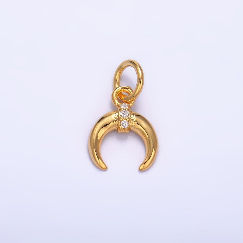 24K Gold plated Micro Paved CZ Horn Tusk Charm | W319 - DLUXCA