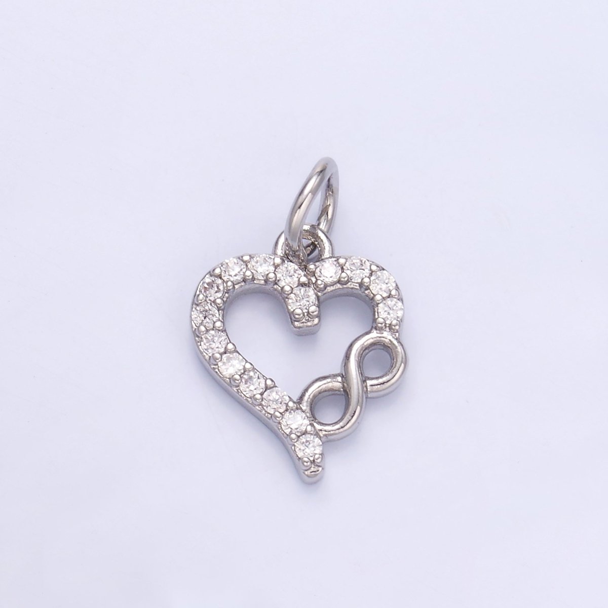 24K Gold plated Micro Paved CZ Infinite Heart Charm in Gold & Silver | N023 - DLUXCA