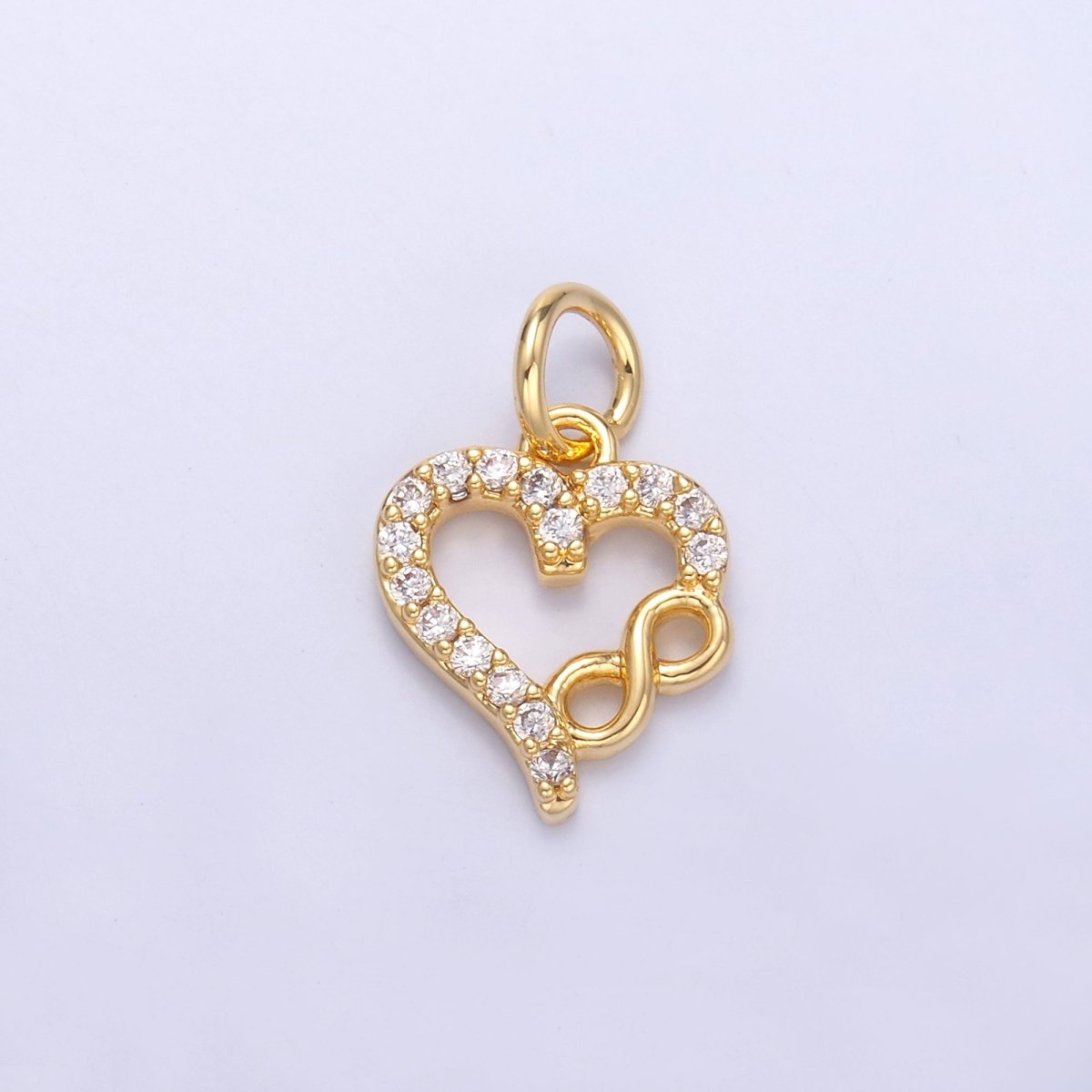 24K Gold plated Micro Paved CZ Infinite Heart Charm in Gold & Silver | N023 - DLUXCA