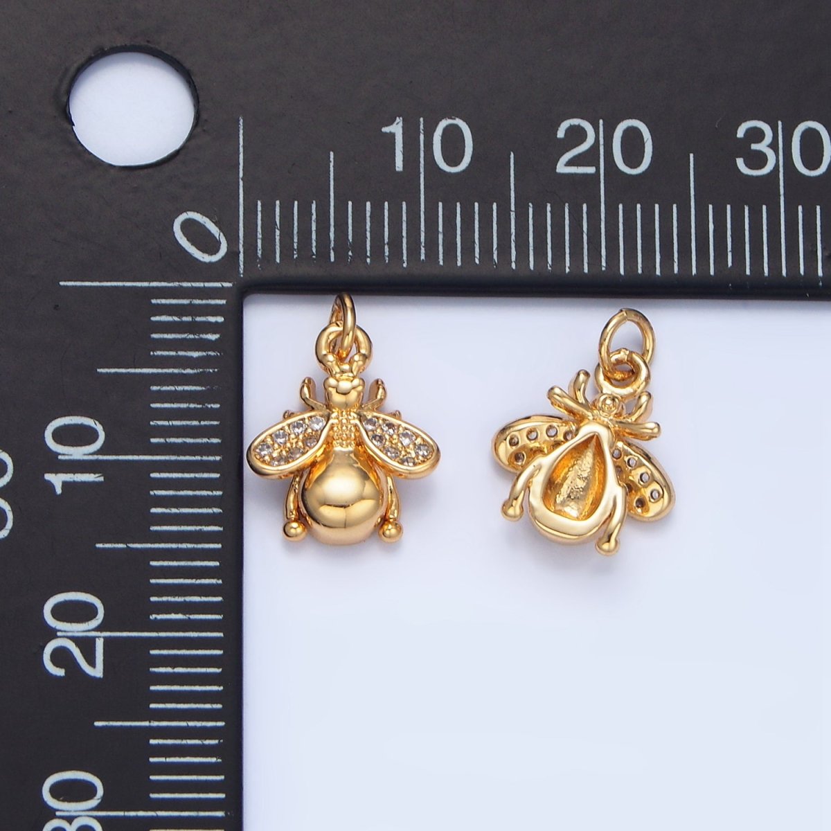 24K Gold plated Micro Paved CZ Insect Animal Charm | X874 - DLUXCA