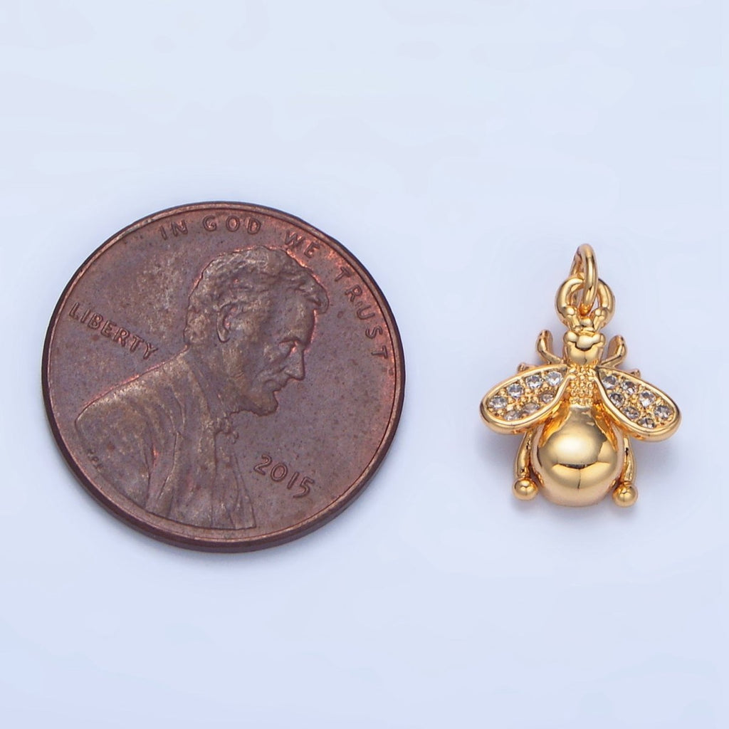 24K Gold plated Micro Paved CZ Insect Animal Charm | X874 - DLUXCA