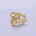 24K Gold plated Micro Paved CZ Knot Ribbon Bow Ring in Gold & Silver | R402 R403