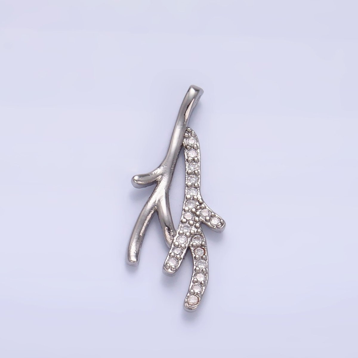 24K Gold plated Micro Paved CZ Leaf Flower Pendant in Gold & Silver | AA1446 