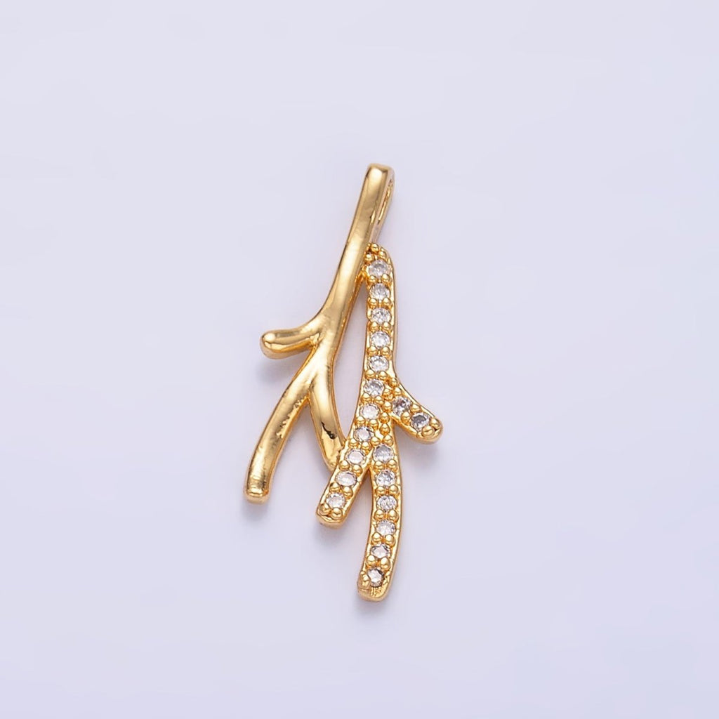 24K Gold plated Micro Paved CZ Leaf Flower Pendant in Gold & Silver | AA1446 