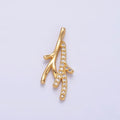 24K Gold plated Micro Paved CZ Leaf Flower Pendant in Gold & Silver | AA1446 