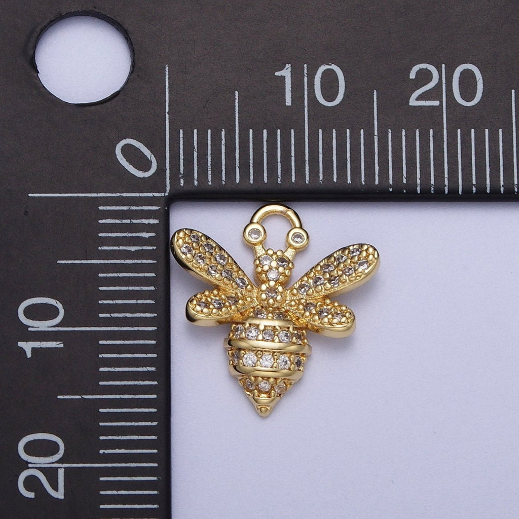 24K Gold plated Micro Paved CZ Mini Bumble Queen Bee For Jewelry Making | A-296 - DLUXCA