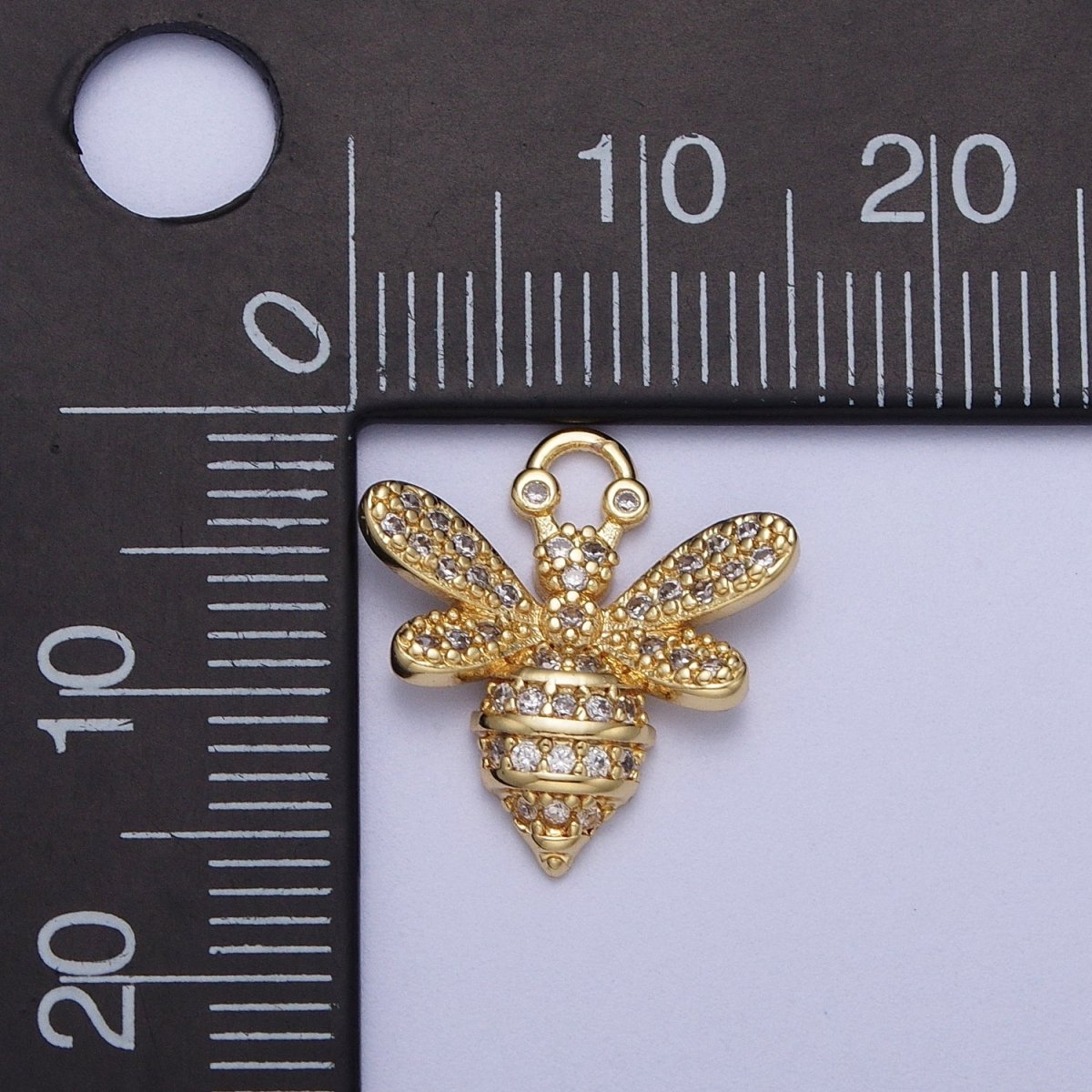 24K Gold plated Micro Paved CZ Mini Bumble Queen Bee For Jewelry Making | A-296 - DLUXCA