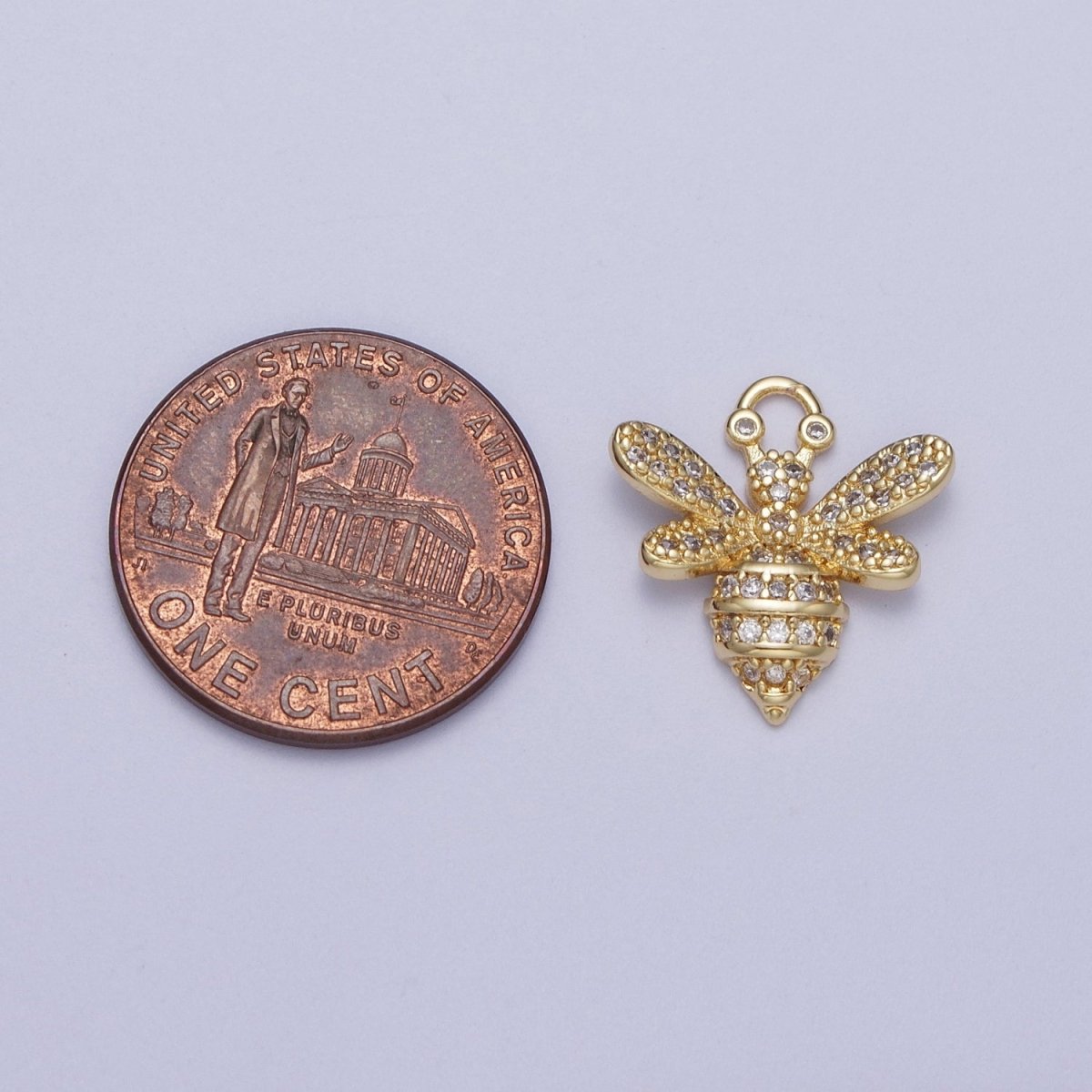 24K Gold plated Micro Paved CZ Mini Bumble Queen Bee For Jewelry Making | A-296 - DLUXCA