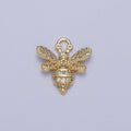 24K Gold plated Micro Paved CZ Mini Bumble Queen Bee For Jewelry Making | A-296 - DLUXCA