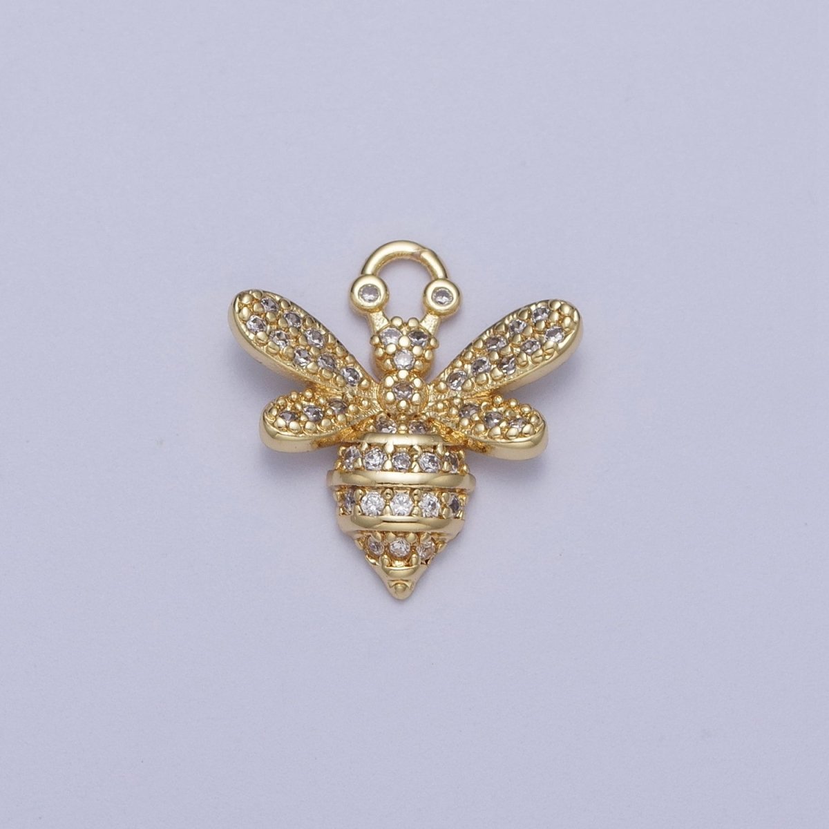 24K Gold plated Micro Paved CZ Mini Bumble Queen Bee For Jewelry Making | A-296 - DLUXCA