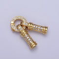 24K Gold plated Micro Paved CZ Minimalist Double Loop Leather Jewelry Spring Gate Closure | K-165 - DLUXCA