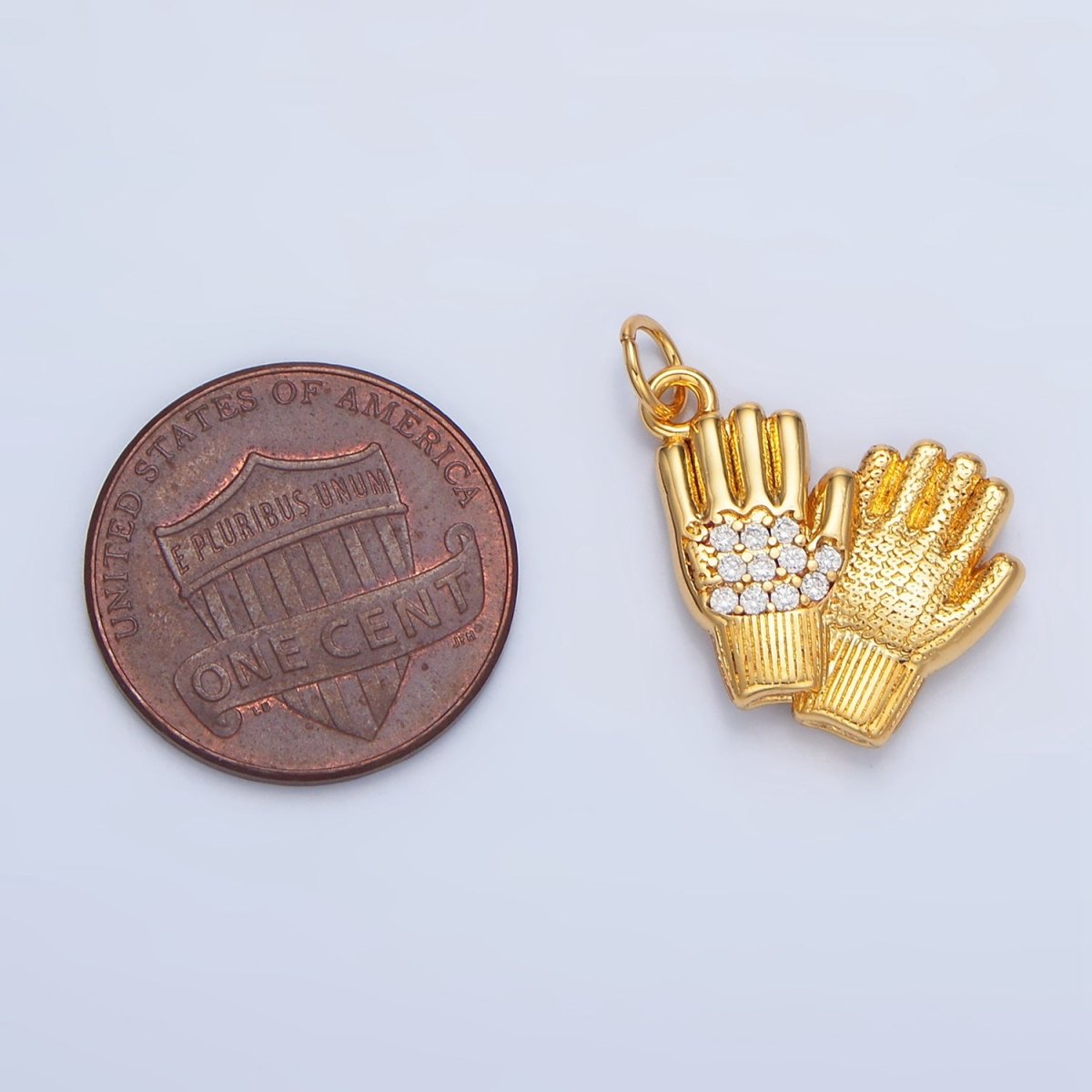 24K Gold plated Micro Paved CZ Mittens Glove Charm | X614 - DLUXCA