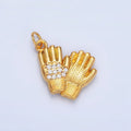 24K Gold plated Micro Paved CZ Mittens Glove Charm | X614 - DLUXCA