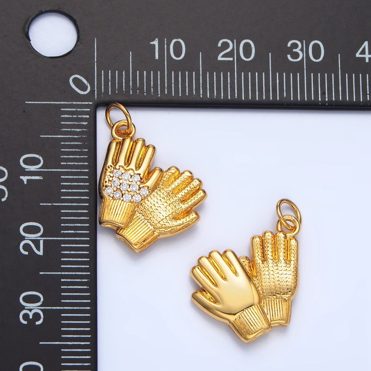 24K Gold plated Micro Paved CZ Mittens Glove Charm | X614 - DLUXCA
