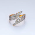24K Gold plated Micro Paved CZ Multiple Band Wrap Mixed Metal Ring | O1420 - DLUXCA